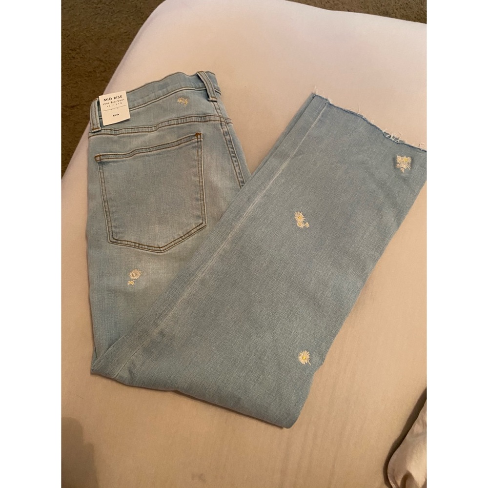 Lucky Brand Mid Rise Crop Mini Boot Blue Jeans